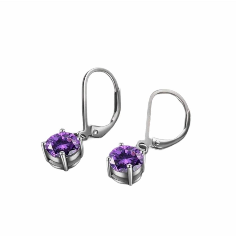 Sparkly Amethyst Small Hoop Earrings